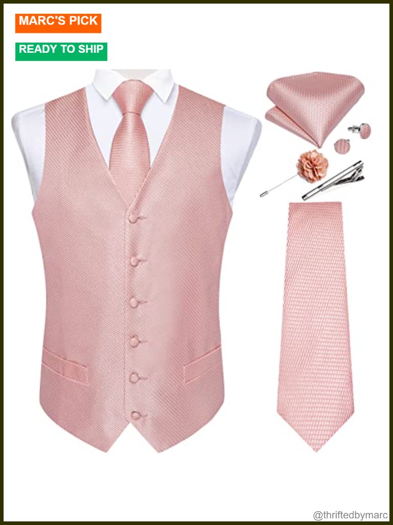 Men's Paisley Vest And Tie Set 6-Piece Formal Suit Vest